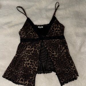 Garage Leopard Print Lace Trim Cami
